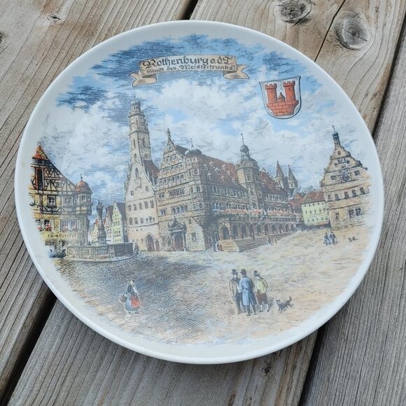 VINTAGE AK Kaiser West Germany Rothenburg ob der Tauber Town Collector Plate - Picture 1 of 3